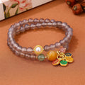 Natural gray agate bracelet with two-circle retro design, handmade DIY, women's accessory
