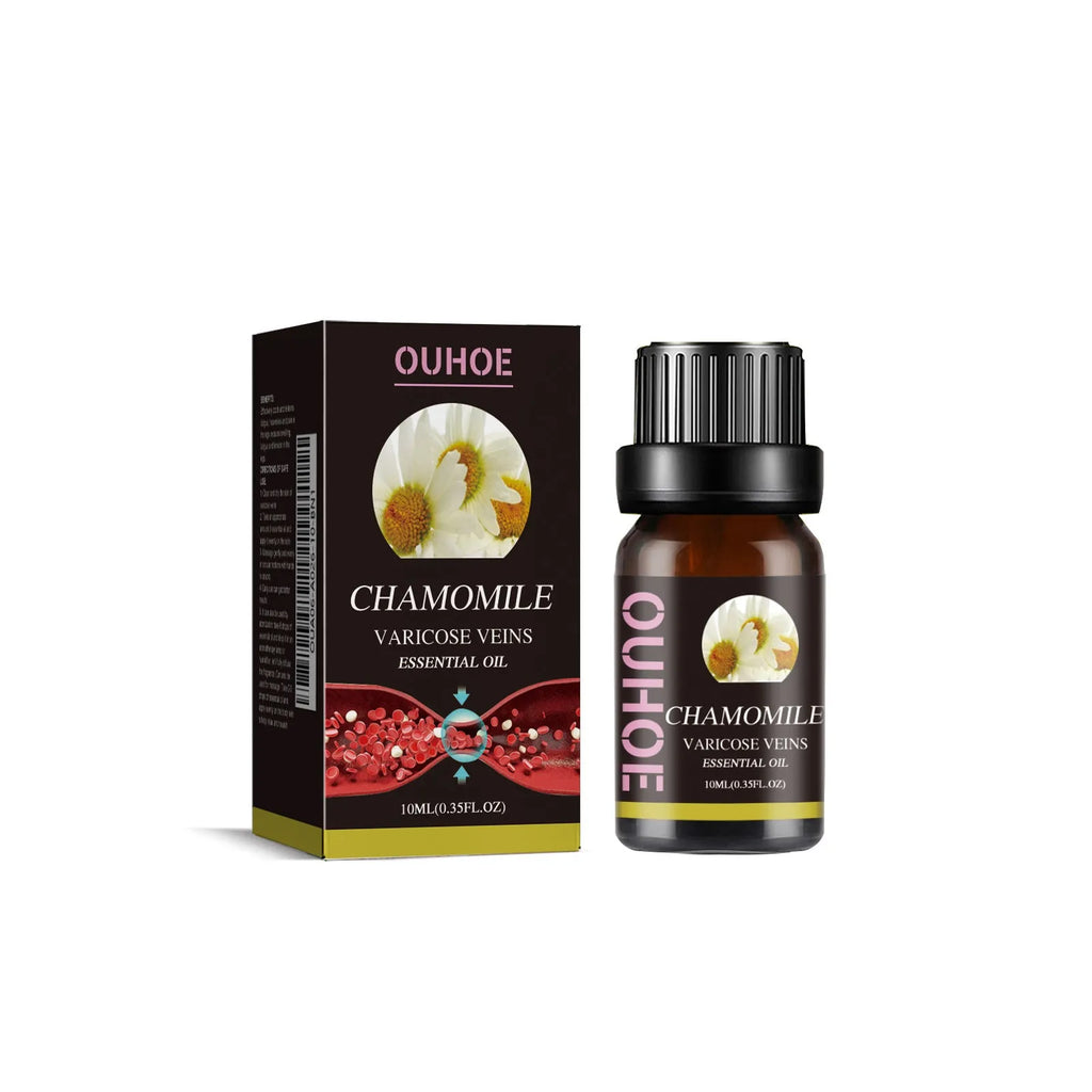 10ml chamomile essential oil bottle for leg care and discomfort relief massage