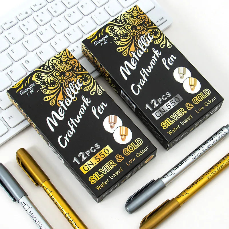 14cm metal paint pen with gold or silver ink for marking metal surfaces
