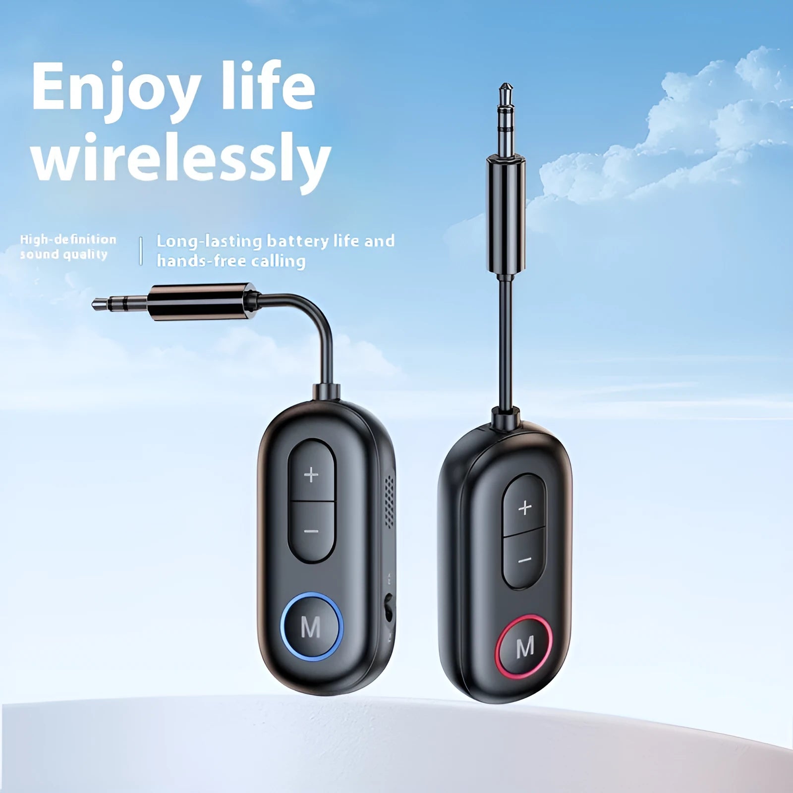 Bluetooth 5.4 receiver and transmitter adapter with 3.5mm plug for car, aircraft, TV, and fitness wireless audio streaming