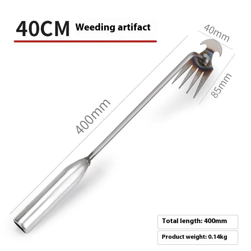 Multi-functional stainless steel weeding shovel tool for garden soil loosening and weed removal