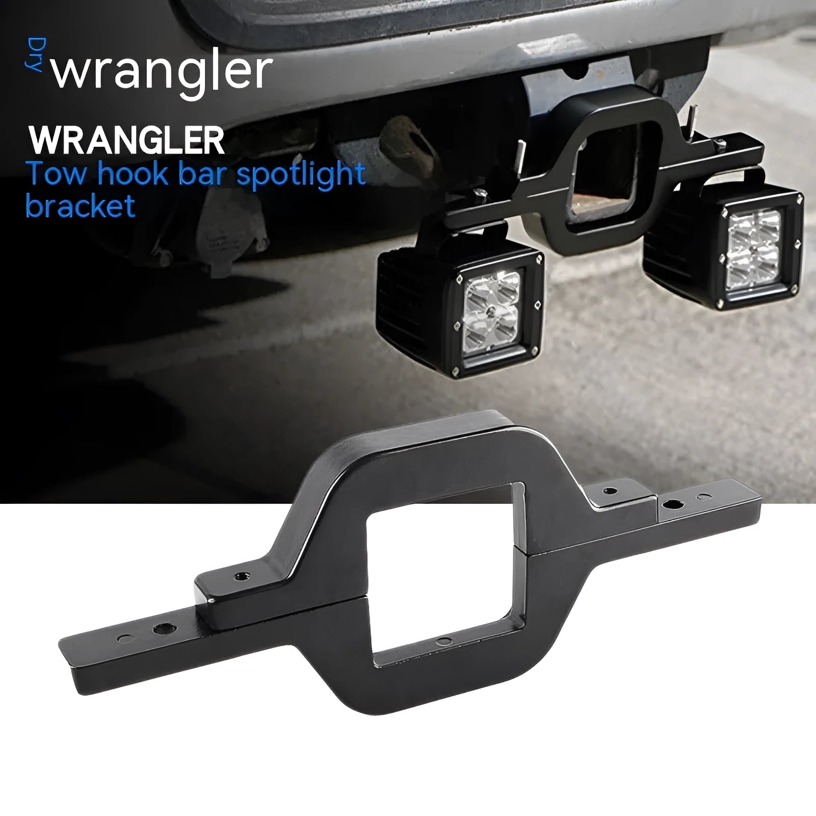 Black aluminium alloy LED reverse light mounting bracket for Jeep Wrangler off-road vehicle