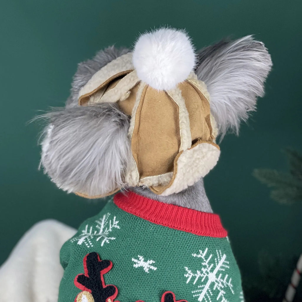 Brown turn ear cap dog hat for Schnauzer and Teddy small dogs two sizes available