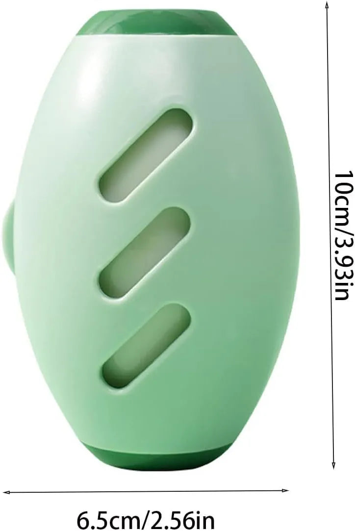 Green washable reusable gel lint roller ball for pet hair removal on fabric.