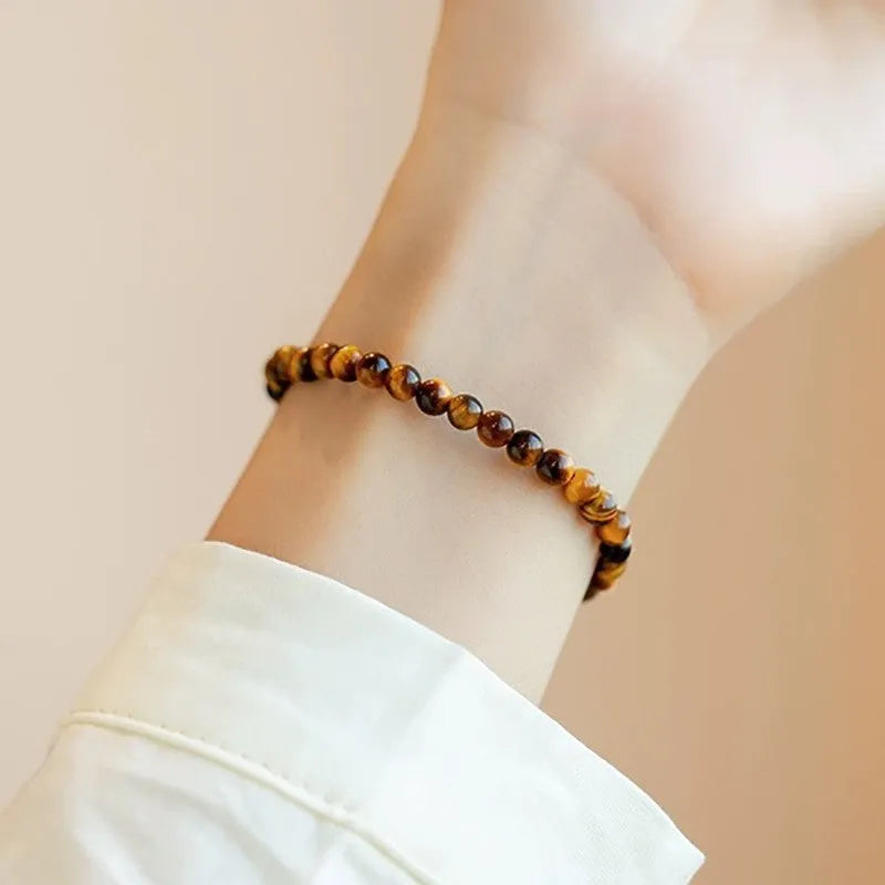 Geometric New Chinese Style Tigereye stone bead bracelet for men and women.