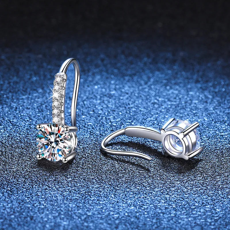 Moissanite S925 sterling silver U-shaped earrings with high carbon stone and moissanite for women