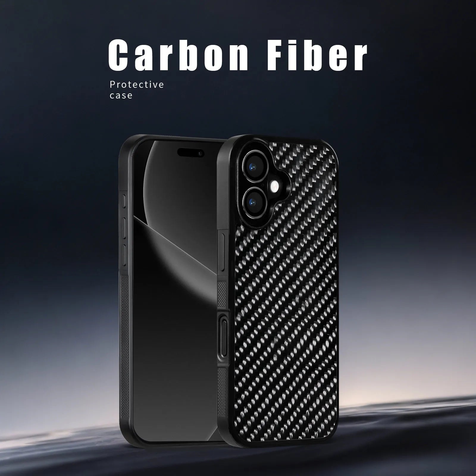17 Series Twill Black mobile phone case for iPhone models, angled view showing textured finish