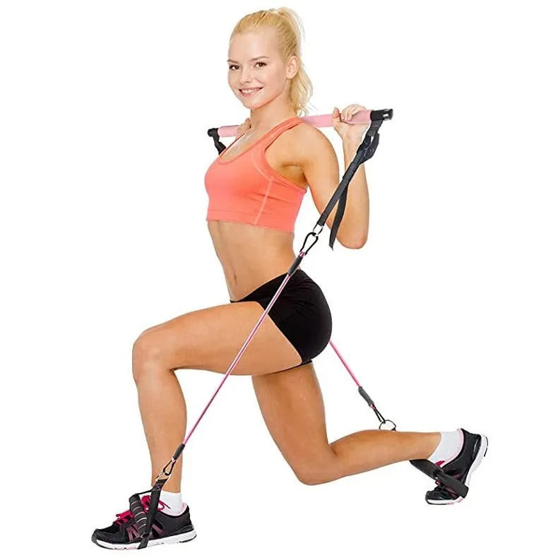11-piece TPE fitness stick set with adjustable Bodhi pole in pink, purple, or black, 60lb to 180lb resistance
