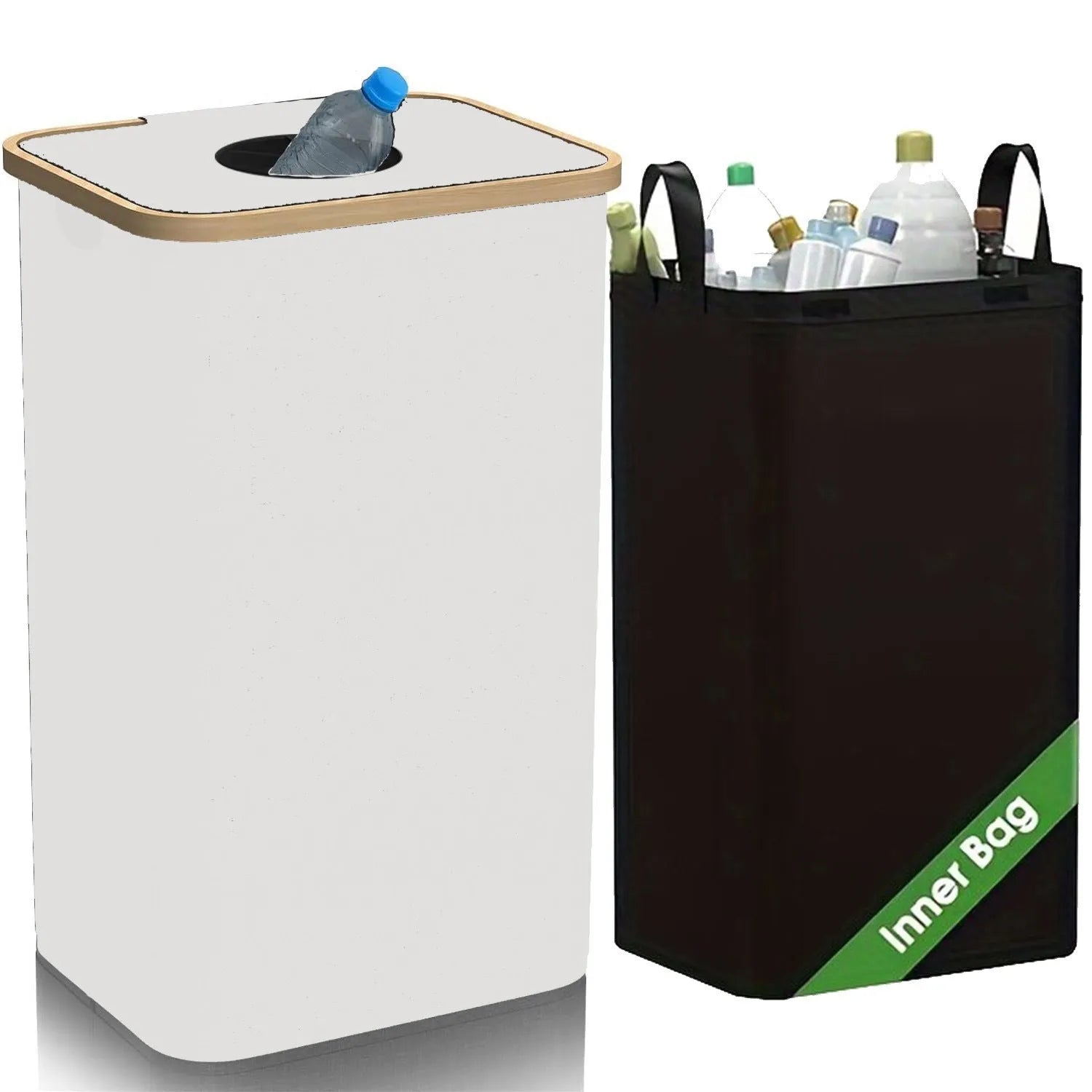 Black bamboo pattern fabric storage basket with removable lid, ventilation holes, and dual inner pockets