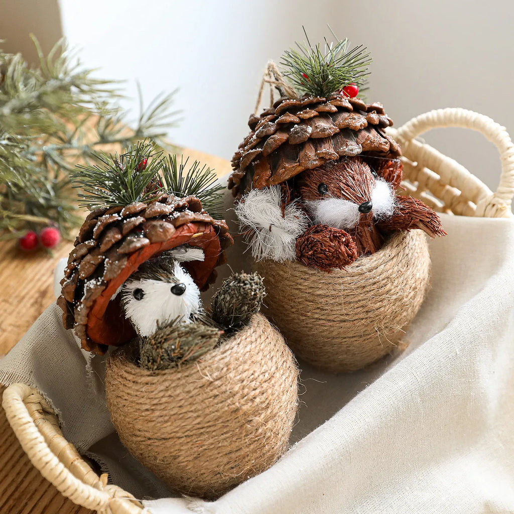 Foam simulation squirrel Christmas decoration in brown or grey, single ornament for festive display.