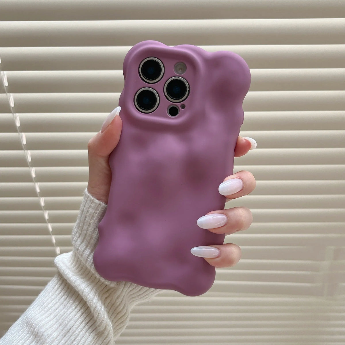 3D meteorite wave TPU phone case with frosted finish in khaki, pink, purple, wine red for iPhone 13 to 17 series