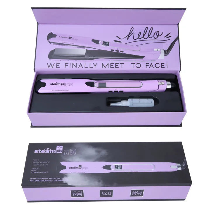 Mini steam splint spray hair straightener in champagne colour with curling function