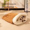 Flannel cat sleeping bag nest measuring 50 by 40 cm in blue rabbit design.