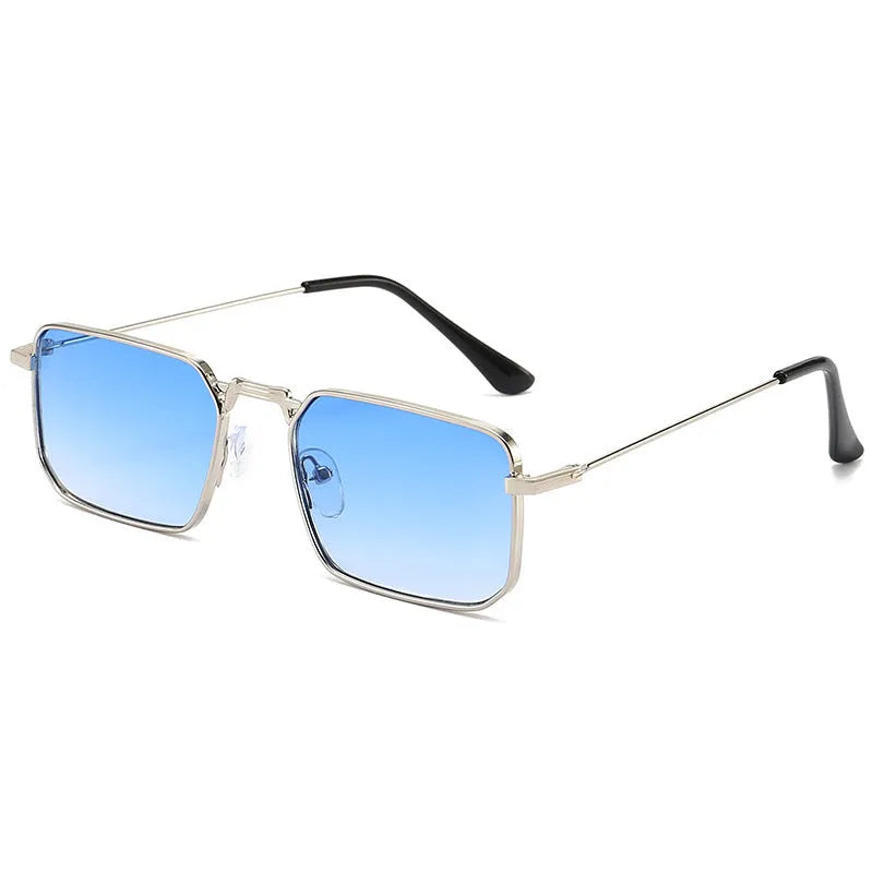 Men's square steampunk sunglasses with gold frame and grey lens, quadrilateral shape, for sun protection and fashion wear