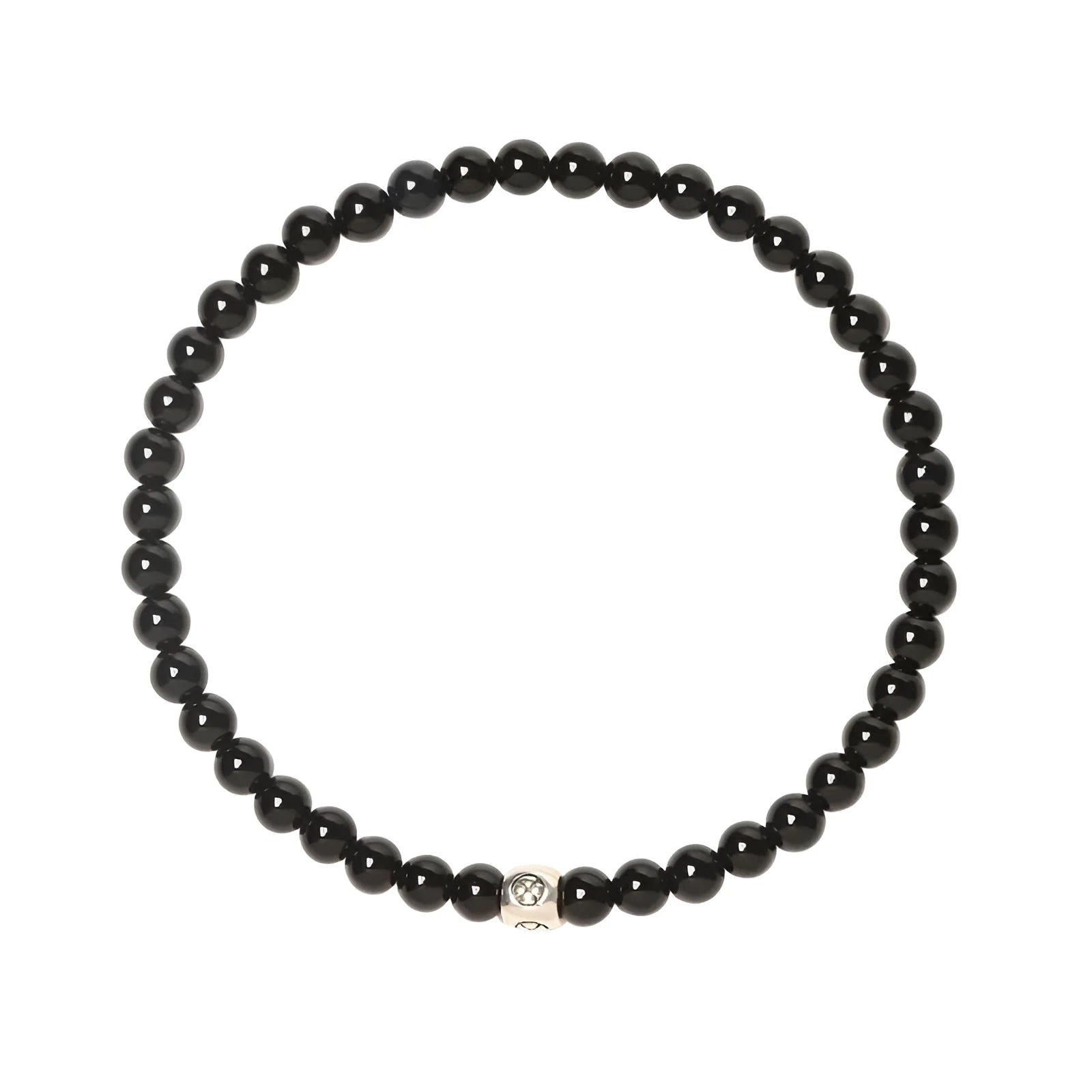 Geometric agate bracelet with 4mm Obsidian, Blue San and Black Agate beads