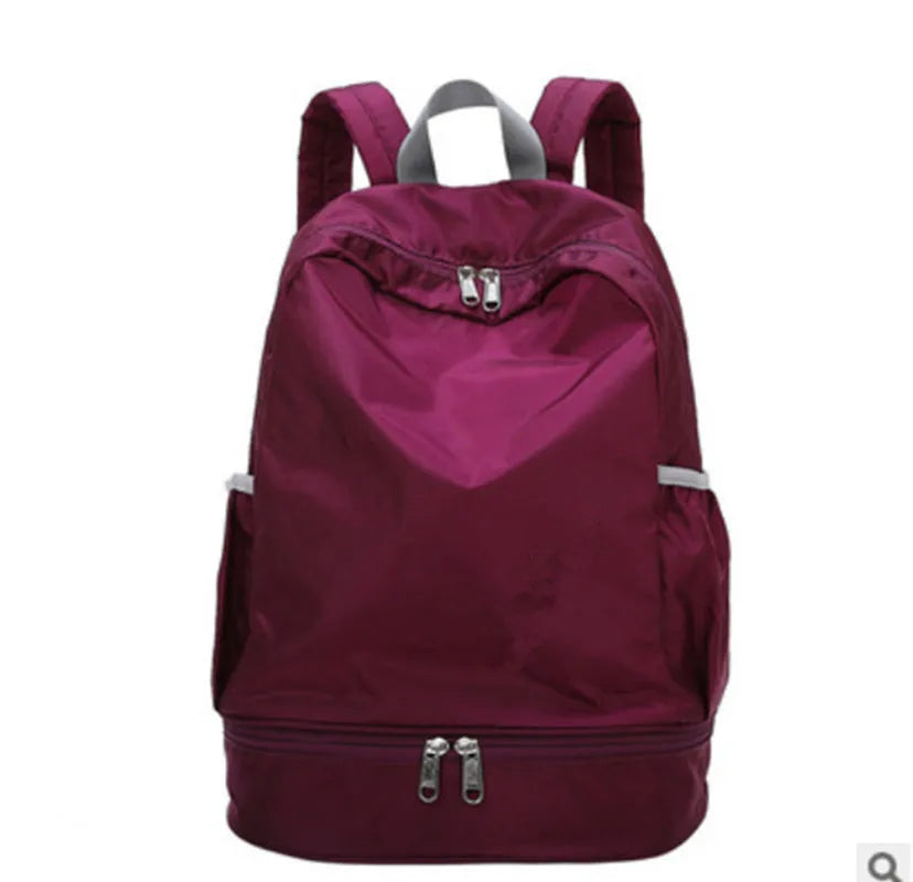 Rhombus wet and dry separation bag in solid colour with waterproof polyester and PU lining