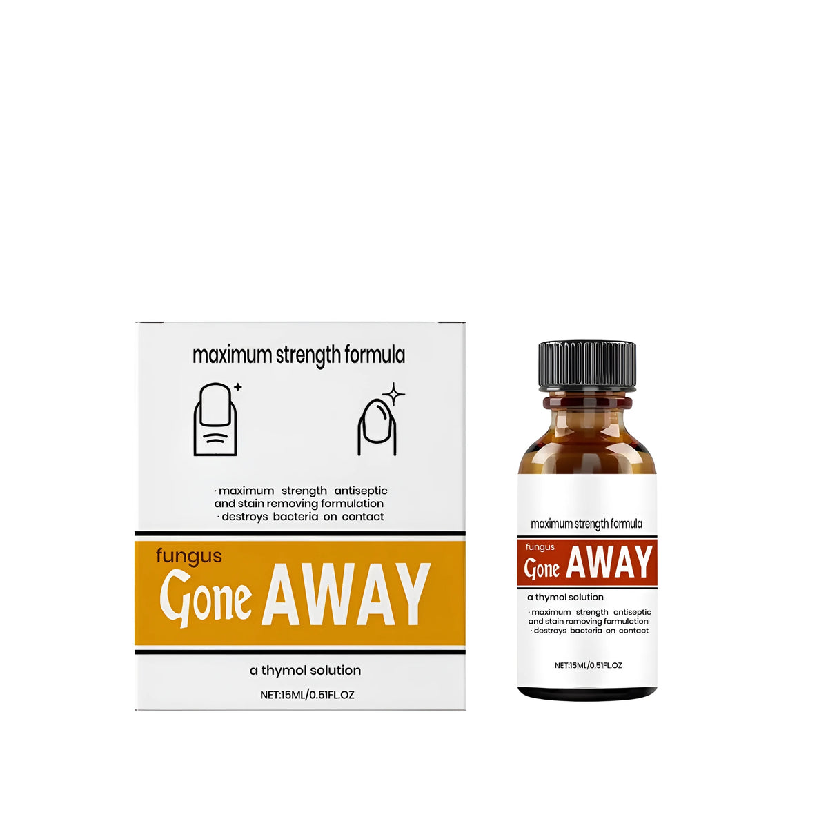 15ml nail care solution bottle with chlorhexidine gluconate, borneol and tea tree oil for toenail and fingernail care.