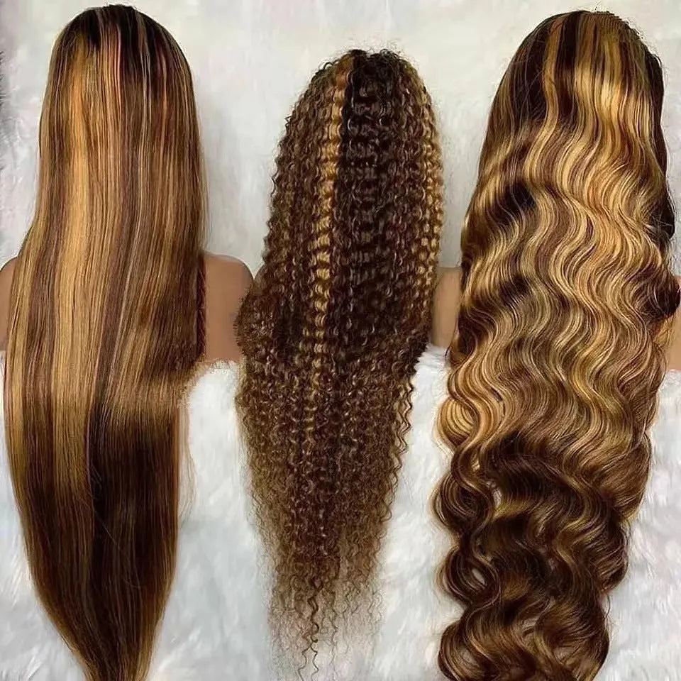 Front lace wig with African black gradient colour and big wave styling in long curly synthetic hair