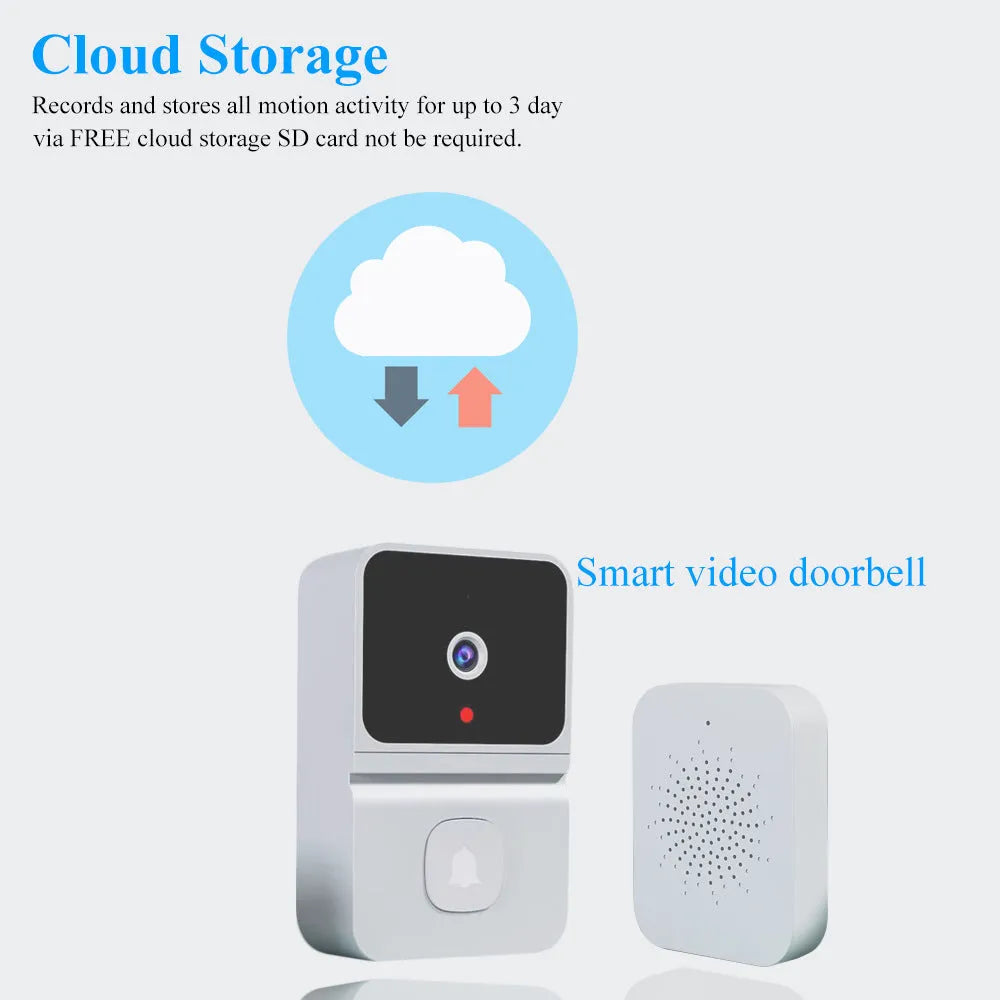 Intelligent visual doorbell surveillance camera in black with built-in lithium battery for household use