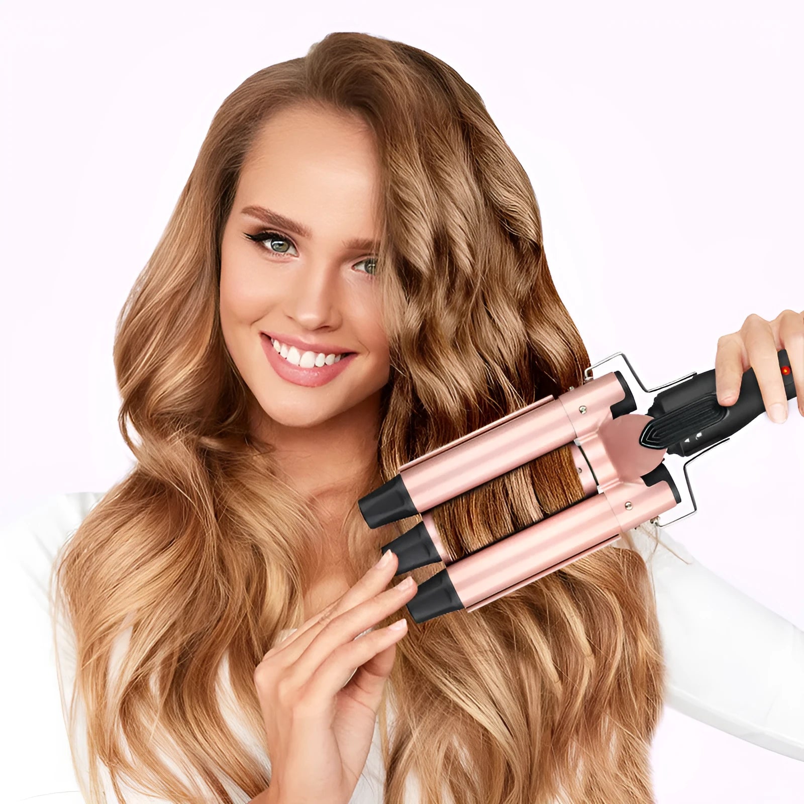 Three-tube water wave hair curler styling tool with curly and straight hair functions