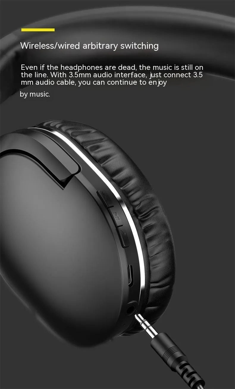 Black and white wireless Bluetooth sports gaming headset with subwoofer shown from the side.