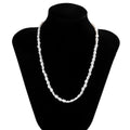 White U-shaped imitation pearl necklace for men with adjustable chain