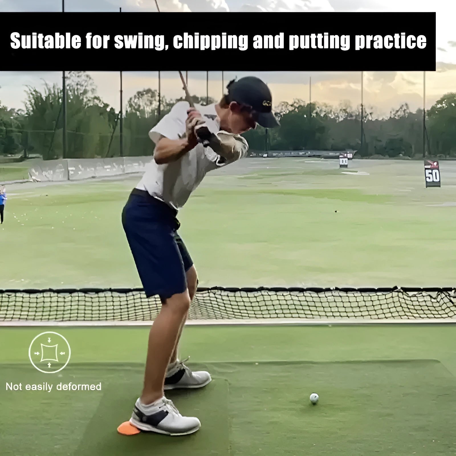 Orange golf strength training mat made from natural rubber for swing practice