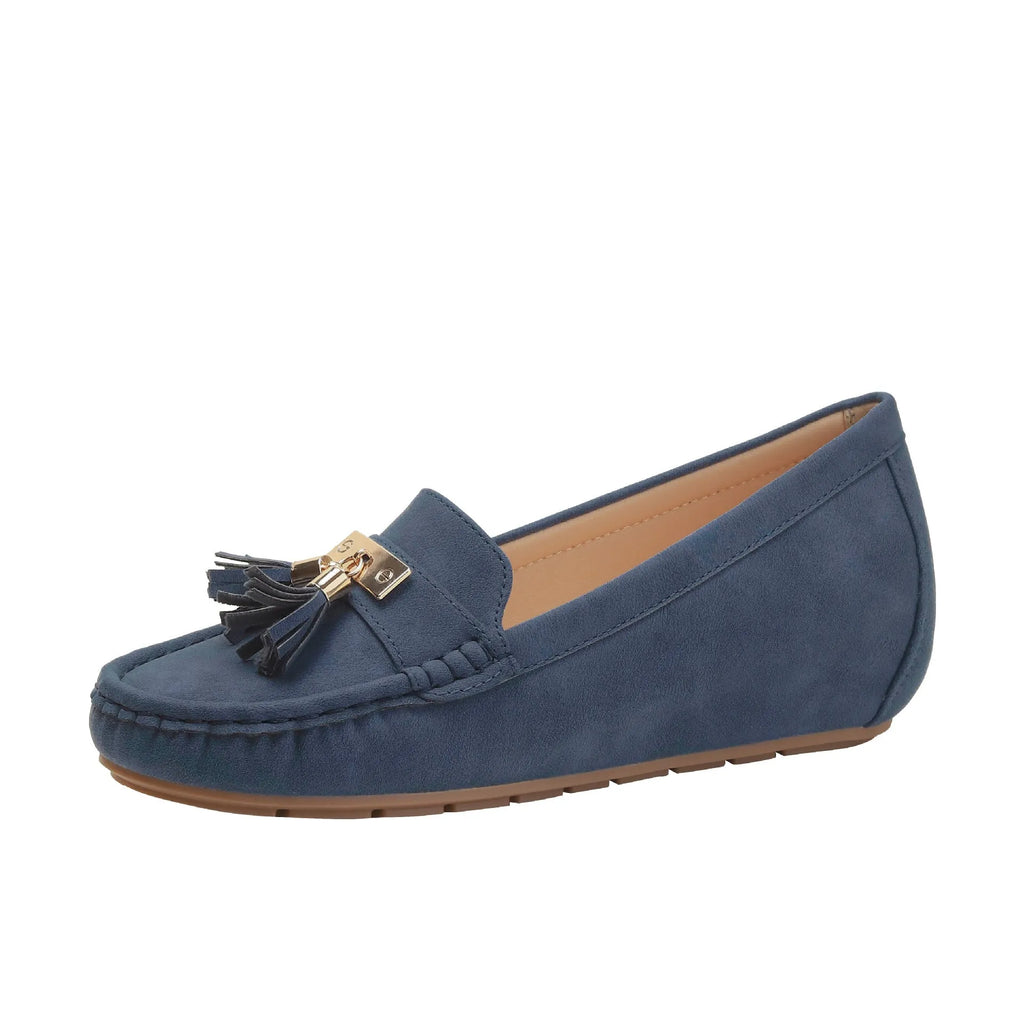 Flat heel increasing insole casual work shoe covers in beige, black, blue and brown with round toe.