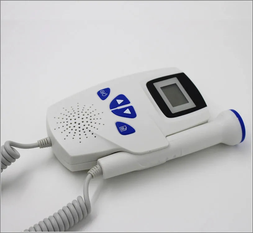Digital waveform dual display fetal doppler with TFT colour screen and LCD display, compact design for second trimester use
