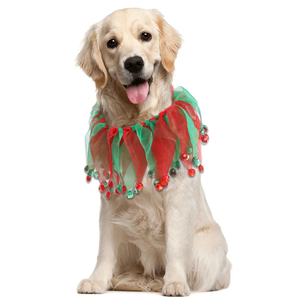 Tie-dyed cloth dog collar with colourful patterns in free size adjustable design