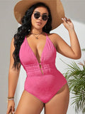 Women's solid colour one-piece swimsuit with belly-covering front, sleeveless, polyester fabric, available in multiple colours and sizes 0XL to 4XL