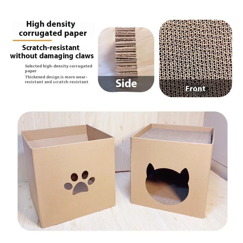 30cm cube corrugated paper cat scratch board with pet milk carton design