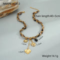 Geometric leopard love pendant necklace on a stainless steel chain with 18K gold electroplate.