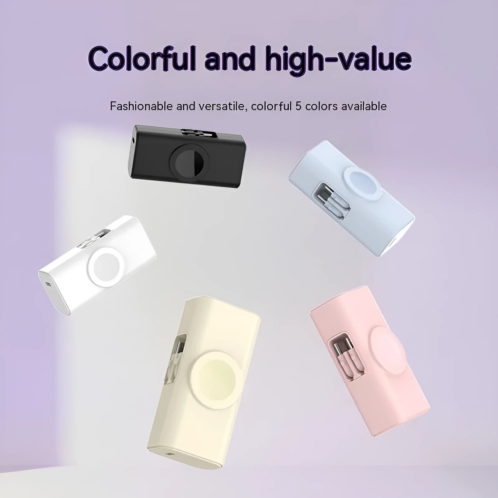 White plastic portable power bank capsule shape with folding double head design