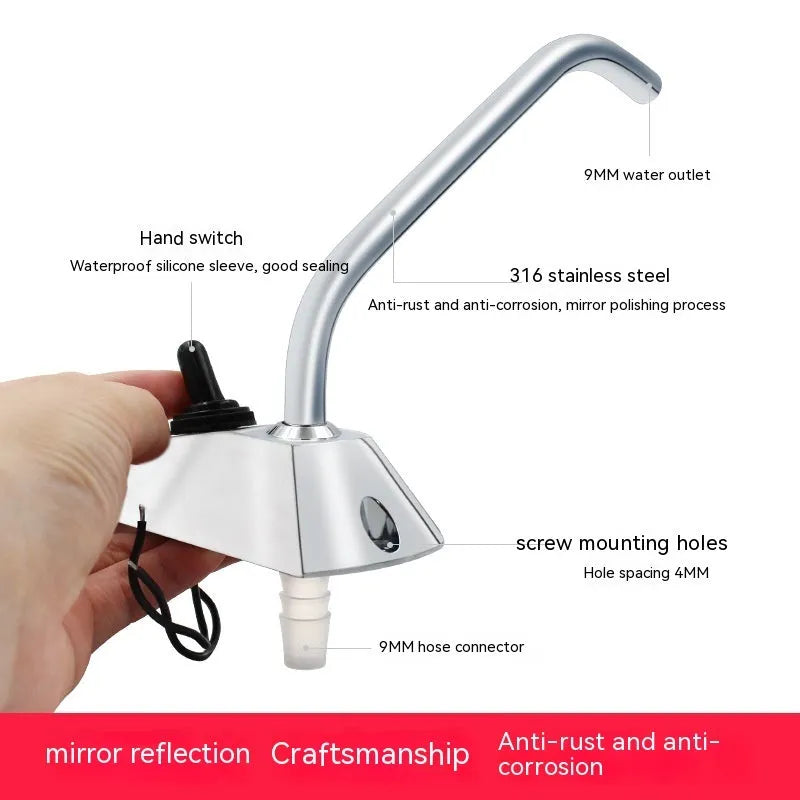 Electronic control RV faucet with rotating spout made from mirror-polished 316 stainless steel