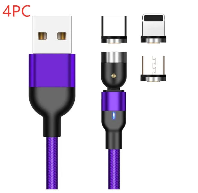 Essager rotate magnetic cable with 360 degree rotating head, nylon braid, 1m length, black colour