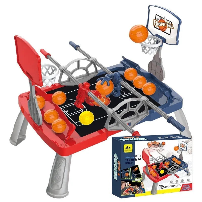 Children's toy hand-cranked basketball shot counter with plastic shooting machine and hoop