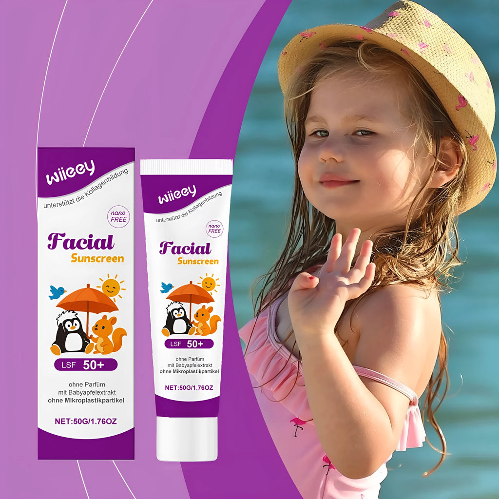 50g tube of SPF 50+ PA++++ sunscreen cream with Titanium Dioxide and Apple Extract formula