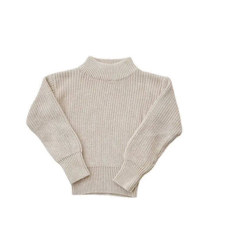 Long-sleeved solid colour apricot Korean kids base sweater pullover for infants and children 80-120cm