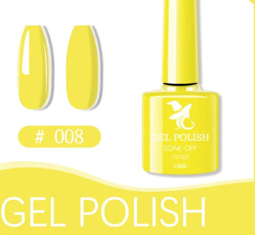 48 colour UV phototherapy plastic gel nail polish set with 7ml bottles in various finishes including glitter and nude shades