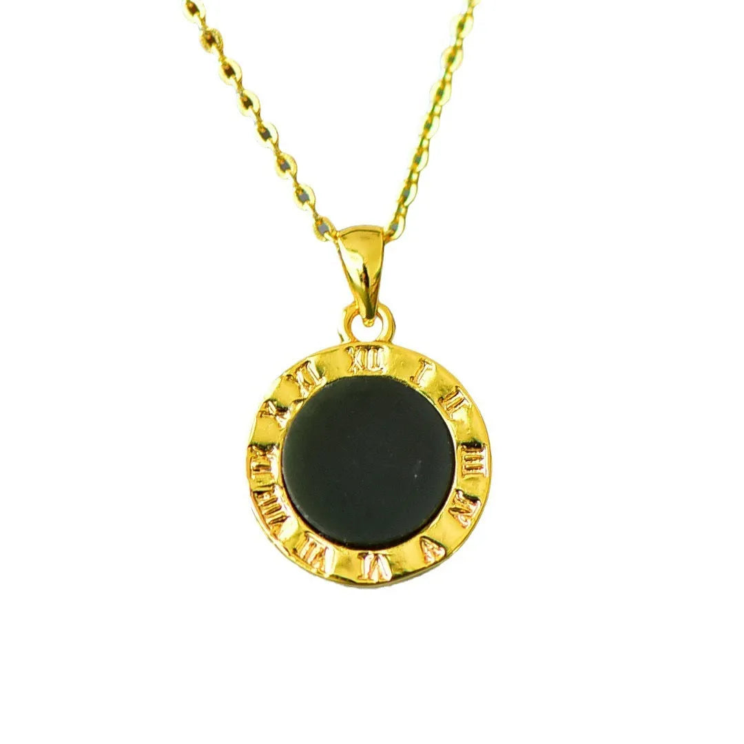 Natural Hetian gray jade pendant with copper inlay on necklace chain