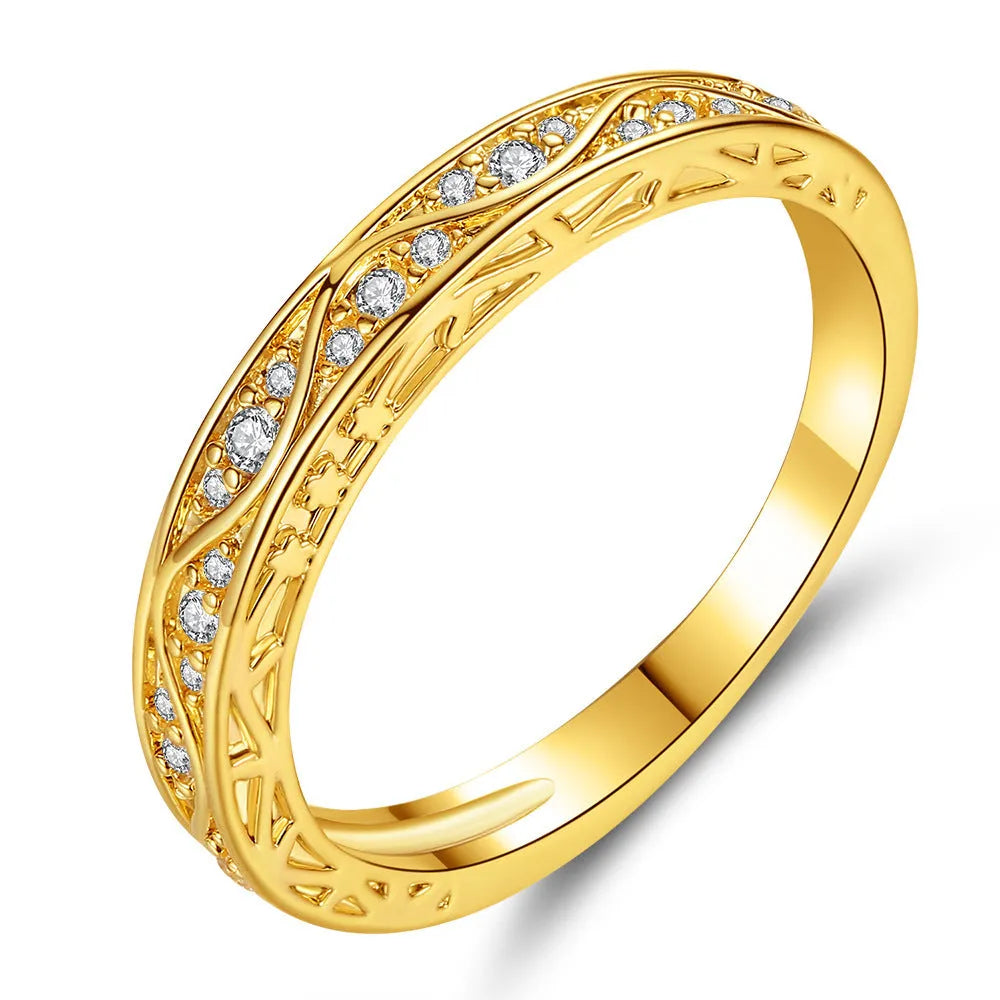 Creative Horse Eye Zircon simple pattern couple ring set for women, copper, electroplated, geometric shape, sizes 6-9