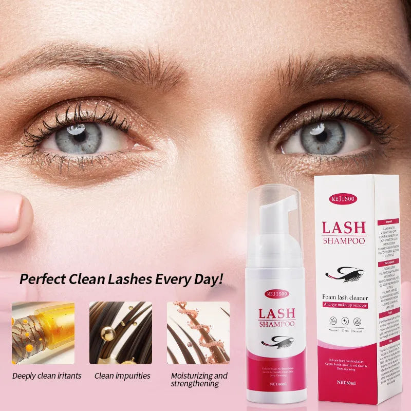 60ml bottle of Lash Shampoo Mousse eyelash cleaning solution