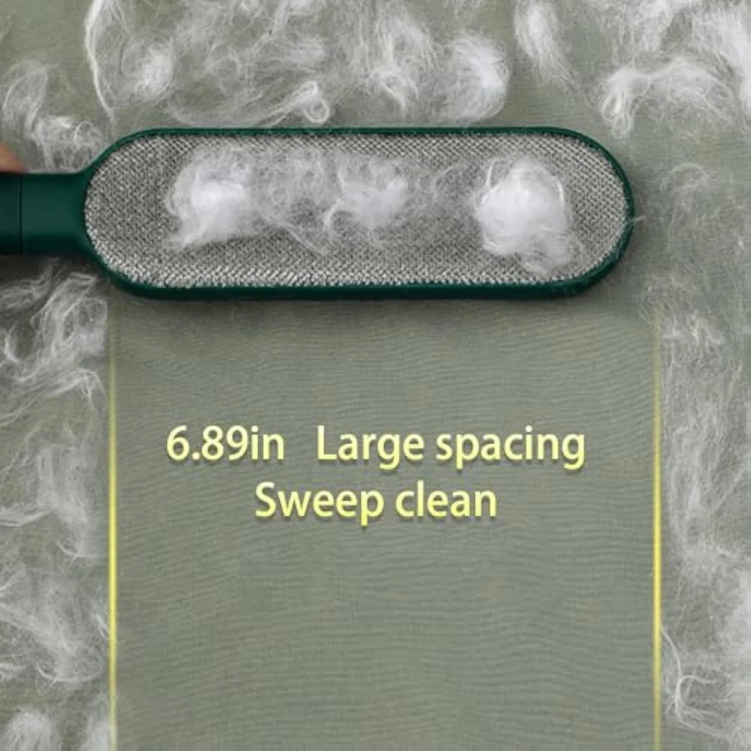 Double-sided pet hair removal brush in blue, green, or white colours with self-cleaning storage box