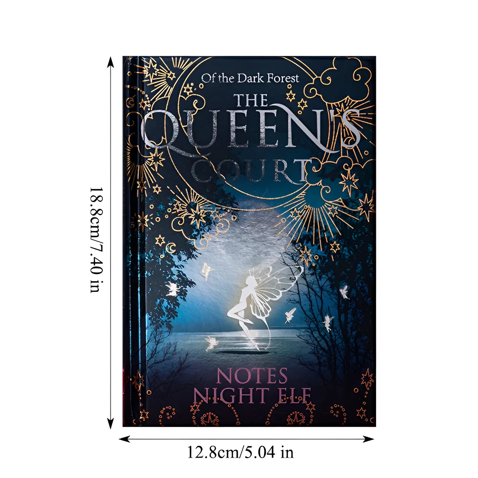 Blue and purple luminous hardcover A5 notebooks open to show full-colour illustrated pages.