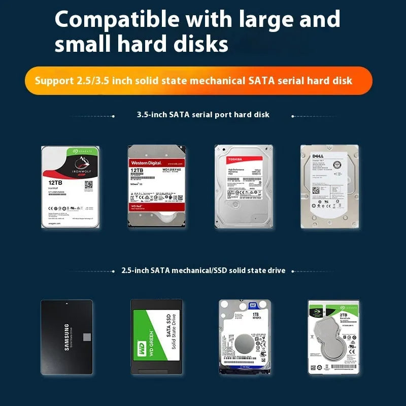 USB 3.0 external hard disk enclosure for 3.5-inch SATA drives with slide cover in black and silver colour variant.