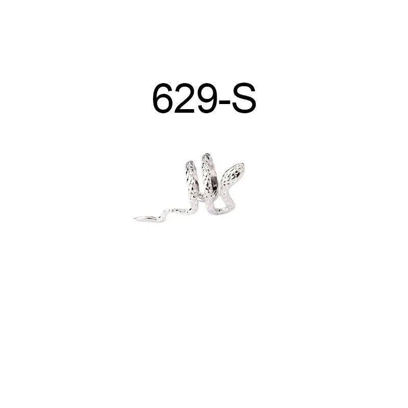 Metal snake-shaped ear clip non-piercing earring in silver finish on earlobe