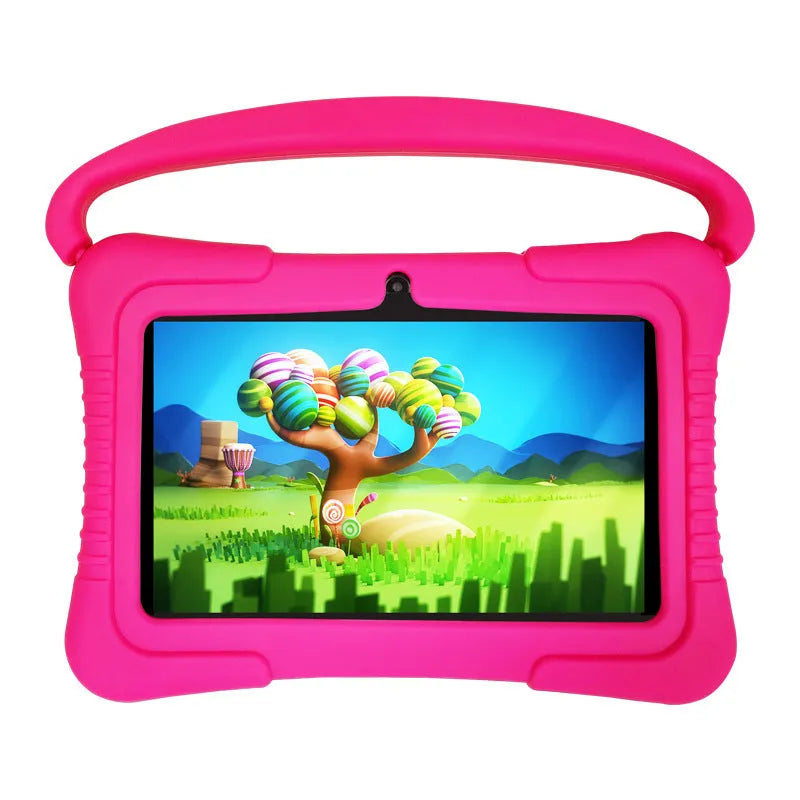 7 inch children's tablet PC in red or blue with single or three handle, Android 10, 16GB, WiFi, Bluetooth, dual camera