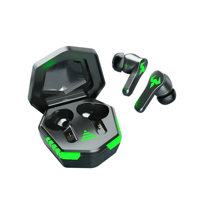 Wireless Bluetooth in-ear sports earphones in N35 Black or W11 Black, showing earbuds and charging case.
