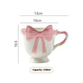 Ceramic mug with girl heart bow design in white powder or black pink colour, 301-400ml capacity